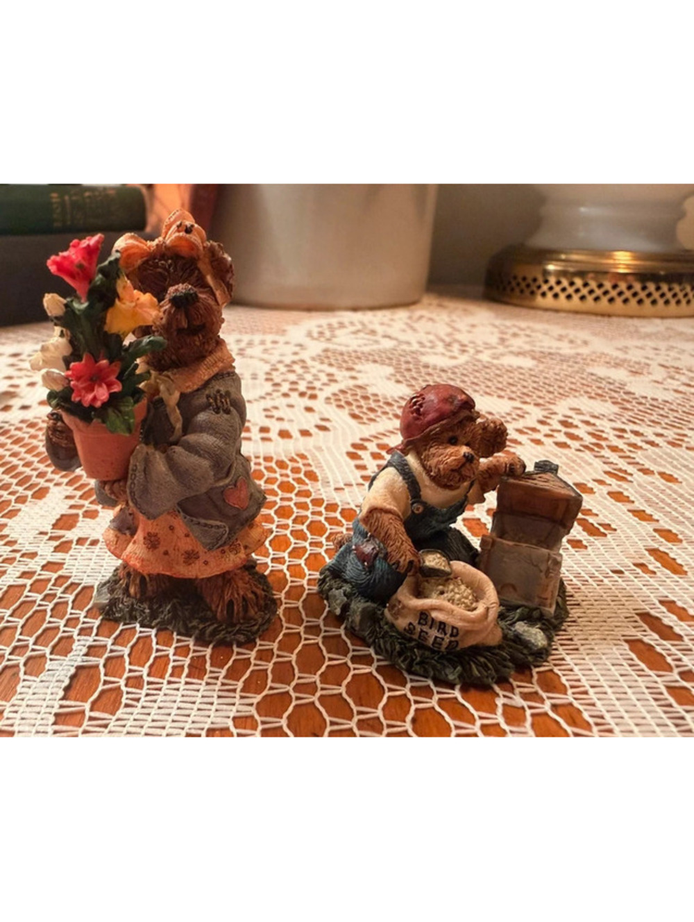 Vintage Garden of Plenty Rosie & Blossom Bear Figurines, 2001, Set of 2